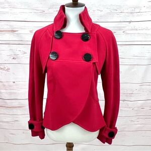 Charles Chang Lima Retro Mod Military Button Cherry Red Swing Jacket Peacoat